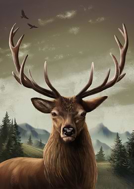 Red deer buck