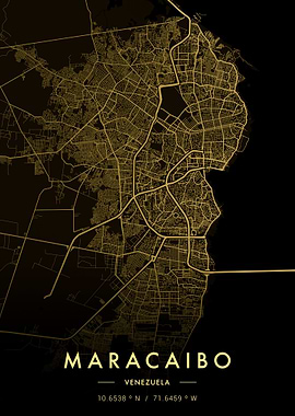 Maracaibo City Map Gold