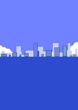 Blue cityscape artwork