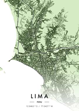 Lima City Map Green