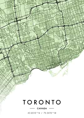 Toronto City Map Green