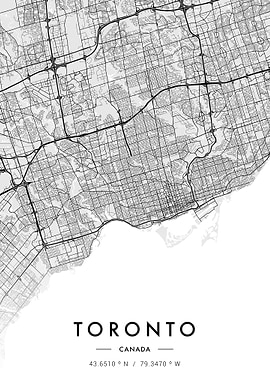 Toronto City Map White