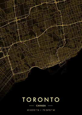 Toronto City Map Gold