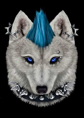 Punk Rock Wolf in Mohawk