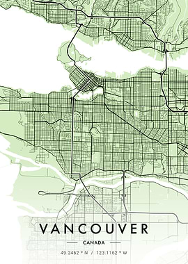 Vancouver City Map Green