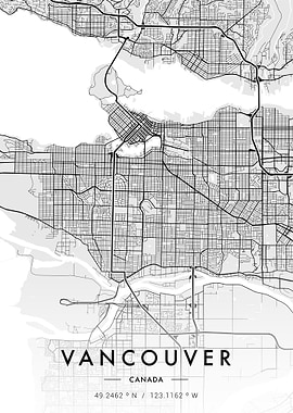 Vancouver City Map White