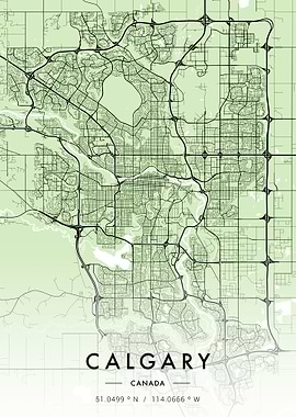 Calgary City Map Green
