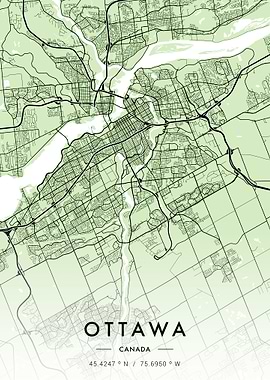 Ottawa City Map Green
