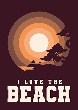 I Love Beach Silhouette