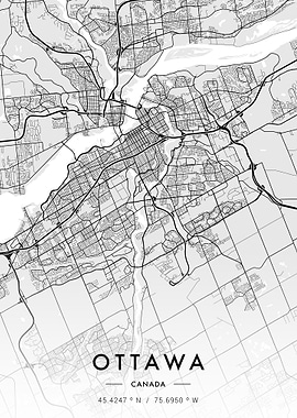 Ottawa City Map White