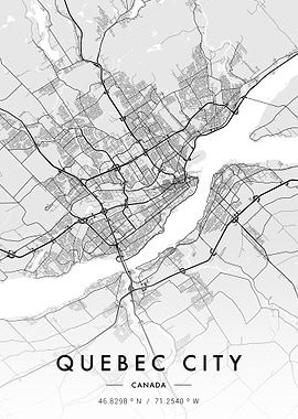 Quebec City Map White
