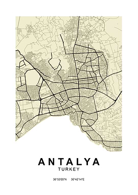 Antalya Classic Street Map