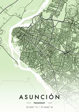 Asuncion City Map Green