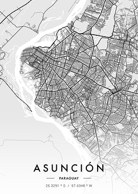 Asuncion City Map White