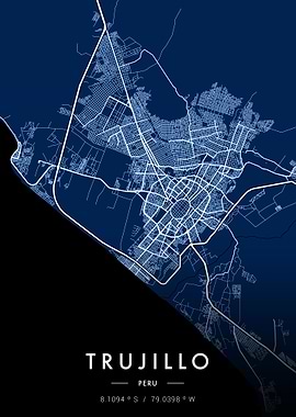 Trujillo City Map Blue