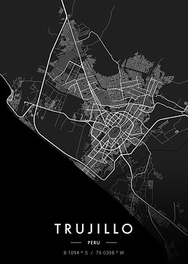 Trujillo City Map Dark