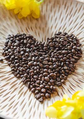 Coffee heart and flowers