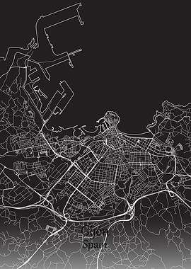 Gijon Map Print Spain