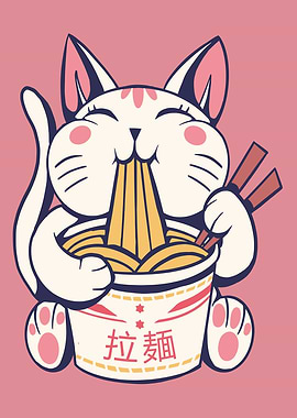 Cute Ramen Cat Displate De