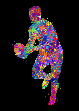 Rugby watercolor art