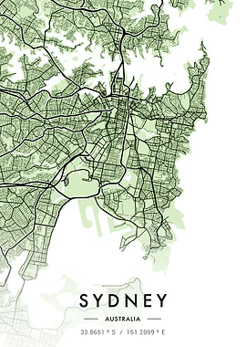 Sydney City Map Green