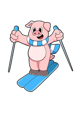 Pig Ski Skier Scarf