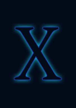 letter x glow blue