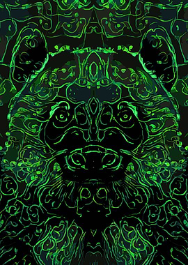 Panda Bear Green Abstract