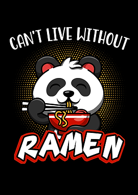 Cute Panda eats Ramen Soup