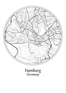 Hamburg City Map Germany