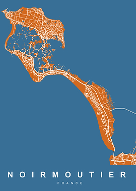 Noirmoutier City Map Blue