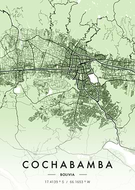 Cochabamba City Map Green