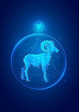 Aries Zodiac Neon