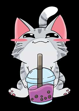 Cat Boba Bubble Tea Anime