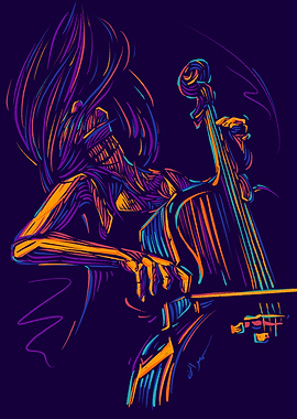 Cello girl lineart