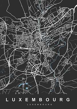 LUXEMBOURG City Map Black