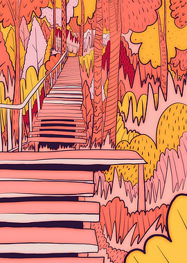 The summer forest stairs