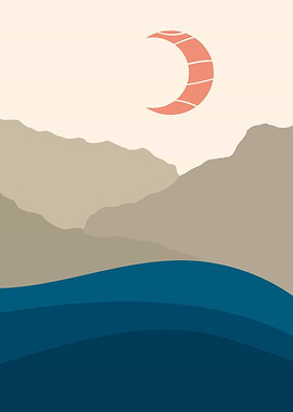 Mountain Moon Modern Art 1