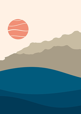 Mountain Moon Modern Art 2