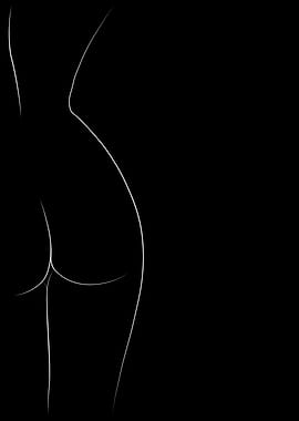 Sensual Girl Ass Line Art