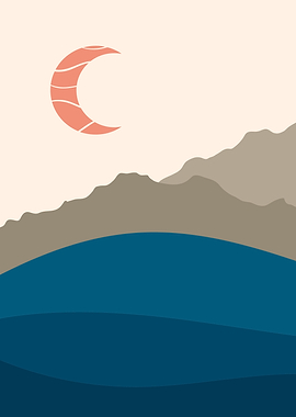 Mountain Moon Modern Art 4