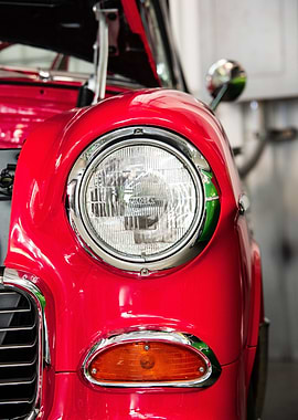 Headlamp on Red car