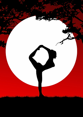 Dancer Pose Yoga in moon