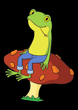 Cute Frog on mushroon