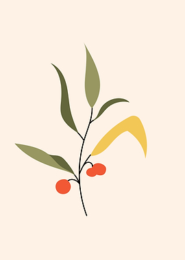Minimal Olive Plant Art 1