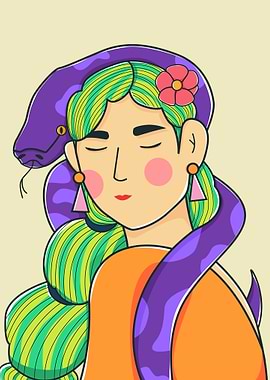 A Woman and Snake