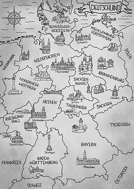 Deutschlandkarte Grau