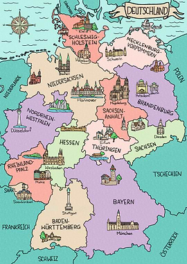 Bunte Deutschlandkarte
