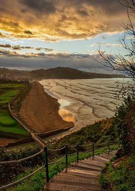 Stairs beach sunset Sky