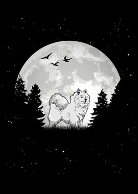 Samoyed Moon Sled Dog